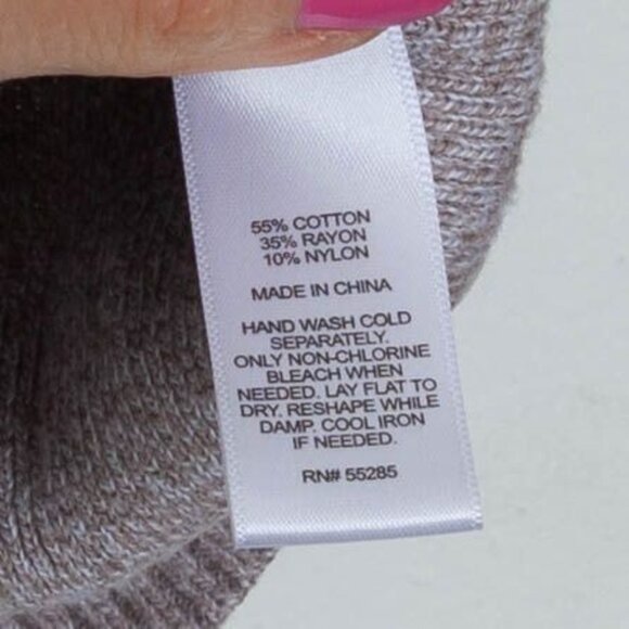 Express Womens Plunge V Neck Long Sleeve Knit Sweater Size S Tan Minimalist - Picture 5 of 7